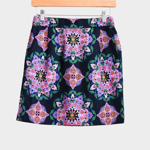 J.CREW Women's Mandala Print Mini Skirt Size 00 - Picture 1 of 7